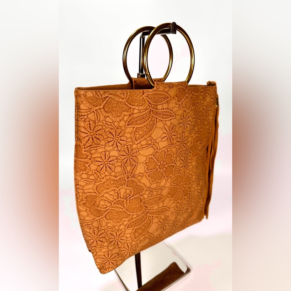 Anthropologie  Elegant  Floral Embossed Tote Bag - Picture 2 of 12
